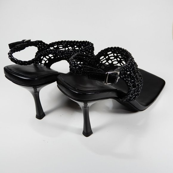 JEFFREY CAMPBELL Millenia Slingback SANDALS Size 8.5 Square Toe Heels Black NEW - Picture 7 of 10